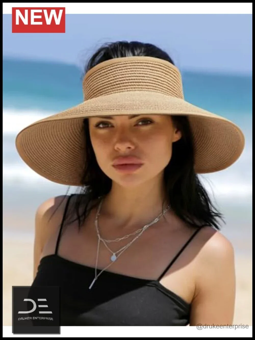 Women's Sun Visor Hat UPF 80+ Packable Wide Brim Paper Straw